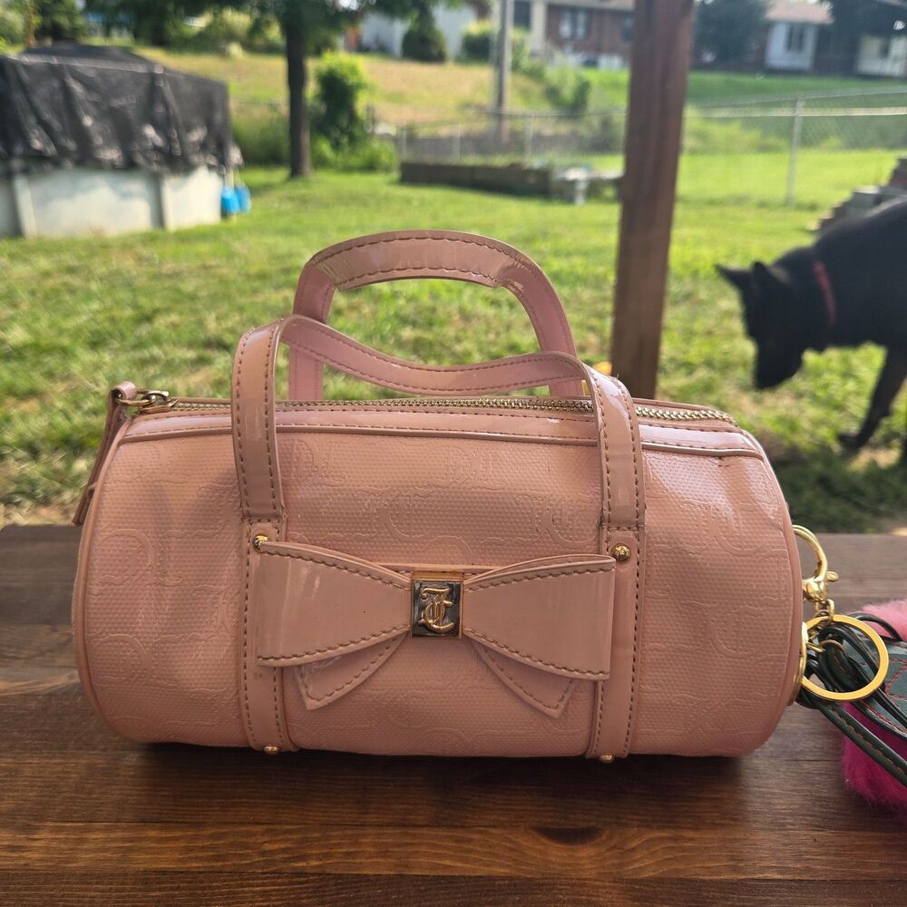 Juicy Couture Pink Mini Barrel Bag Bow Embossed Y2K Bowler Purse